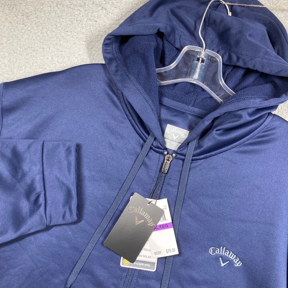Callaway Full Zip Hoodie Mens XXL NEW  Navy Blue Fleece Lined Athletic Jacket